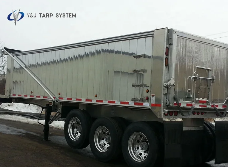 End Dump Trailer Tarp System Covers With Two Pcs Adjustable Arms - Buy ...