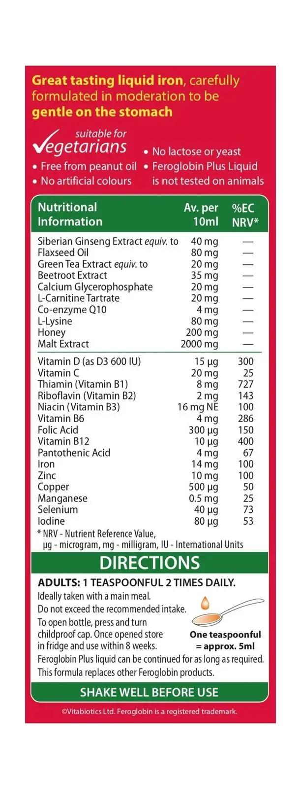 Vitabiotics Feroglobin Liquid Plus 0ml Feroglobin Liquid Plus Iron And Folate By Vitabiotics Buy Feroglobin Liquid Plus Iron And Folate By Vitabiotics Feroglobin Liquid Iron Formula Vitabiotics Feroglobin