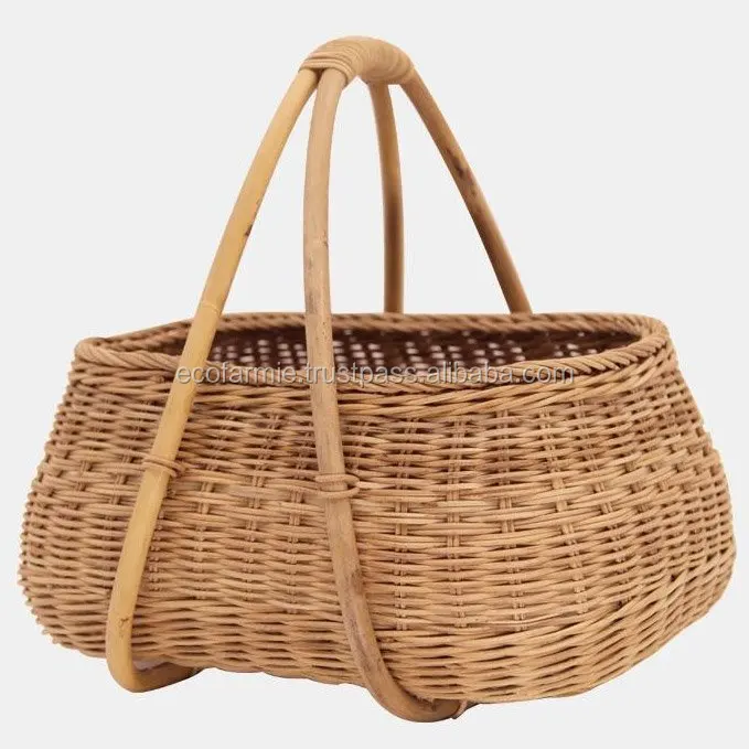 Natural Handwoven Bamboo Rattan Picnic Basket Wholesale Cheap Price For