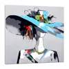 Handmade Wear Blue Abstract Hat Modern Girl Painting On Canvas