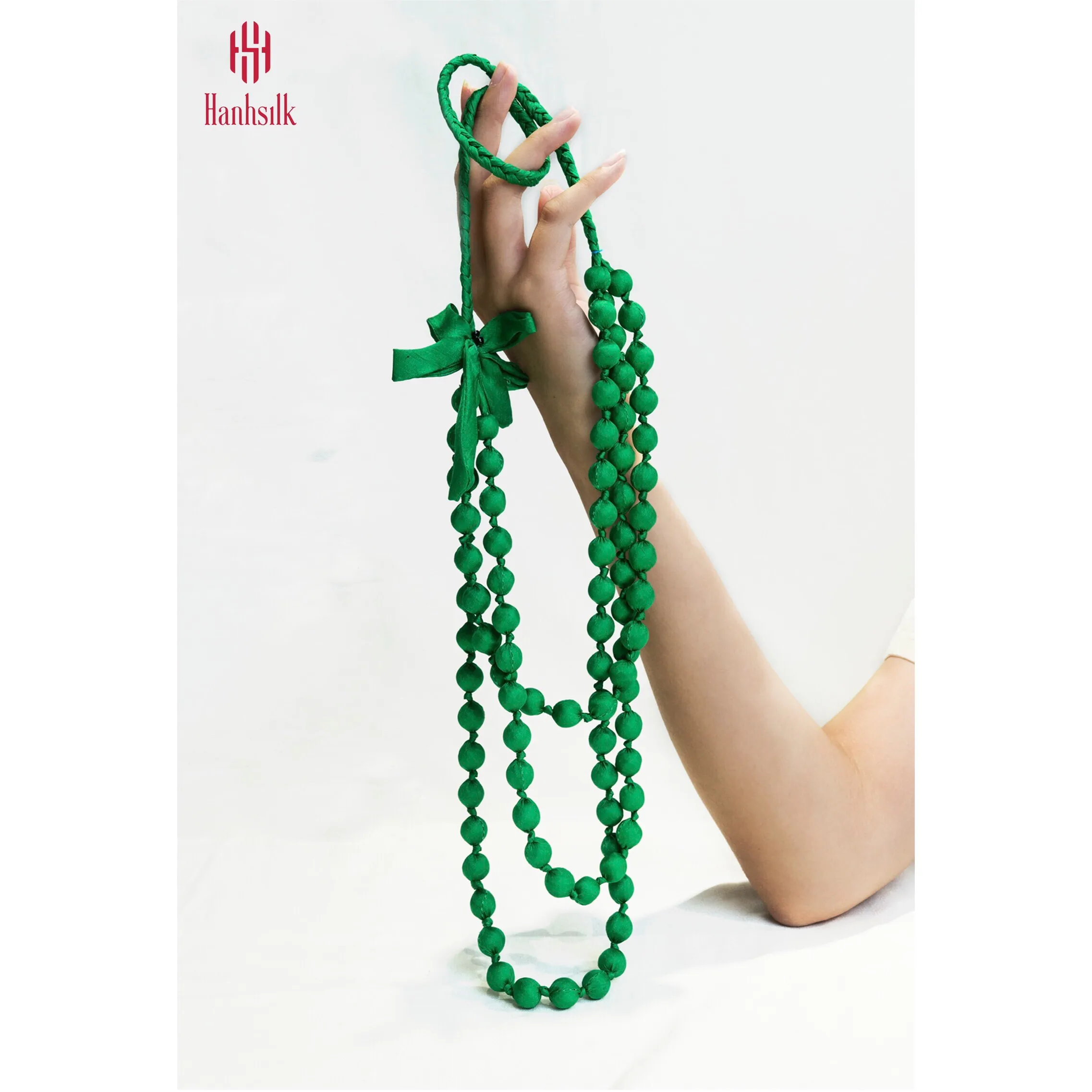 
Silk Woodbead Necklace Tie attached | 100% Organic Silk | Tie | Fashionable Unique Attractive 