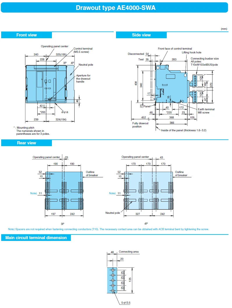 Acb Air Circuit Breaker Acb Mitsubishi 630a~6300a 3p 4p - Buy Air