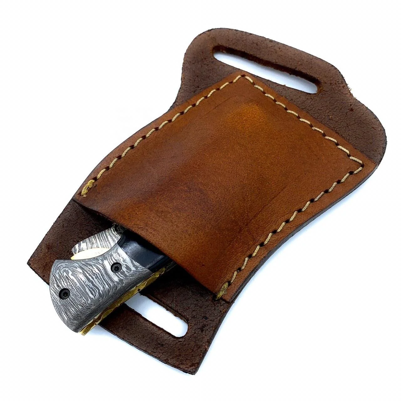 Tanned Harness Leather Pocket Knife Sheath For Buck 110 Folding Knife