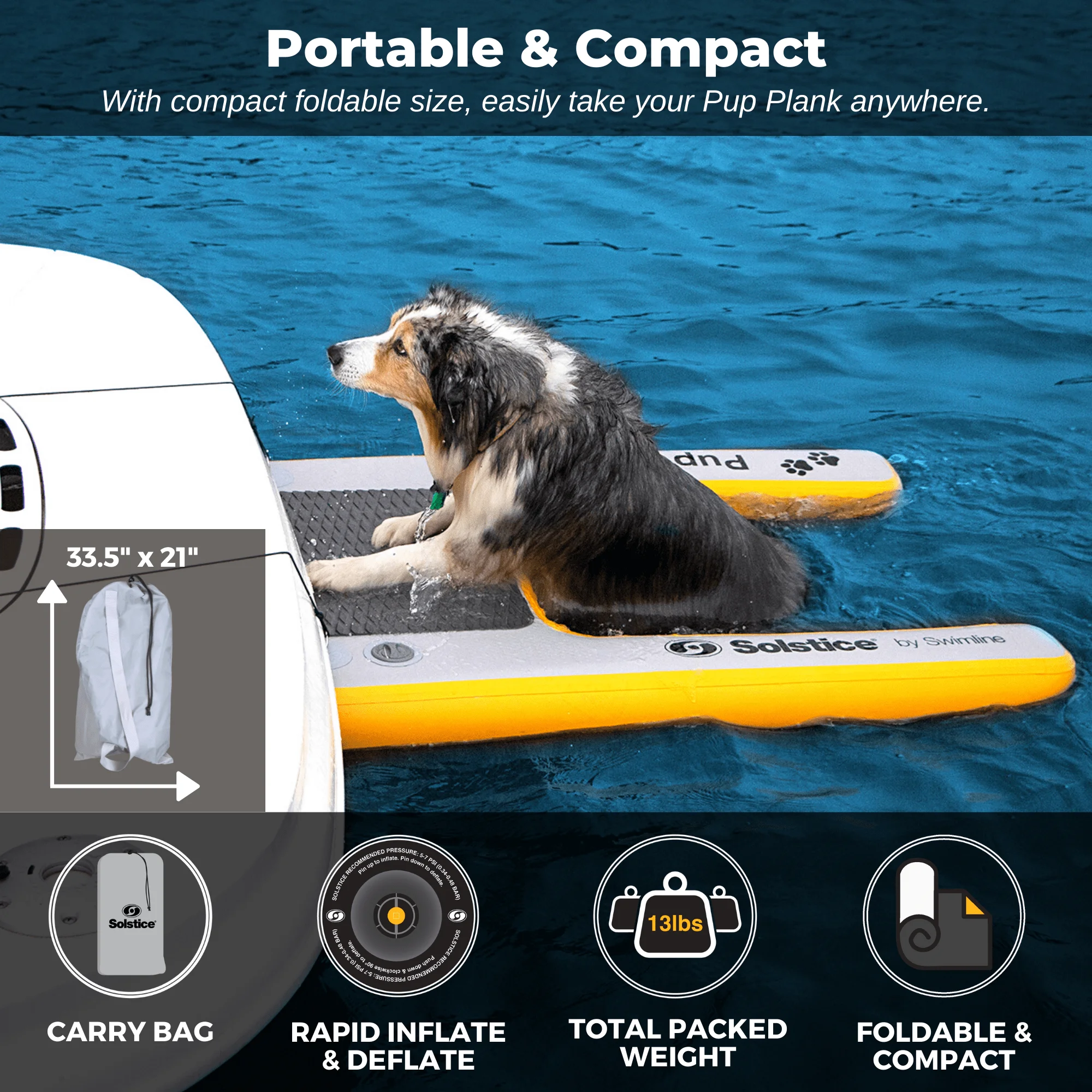 Solstice Inflatable Pup Plank Xl Pet Ramp For Pet Recreation With Tie