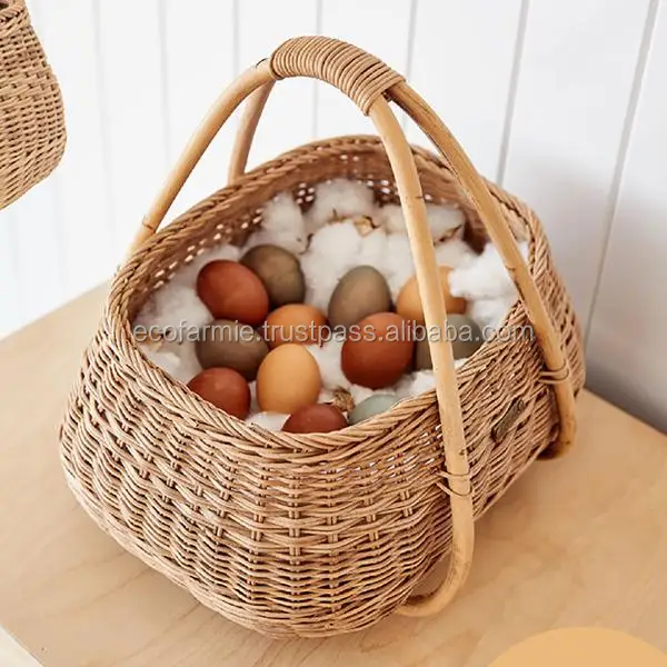 Natural Handwoven Bamboo Rattan Picnic Basket Wholesale Cheap Price For