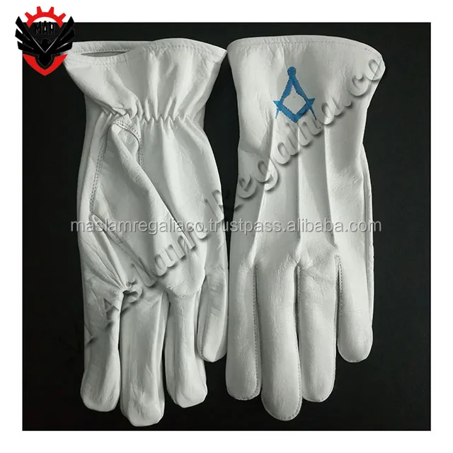 Guanti Massonici Di Cotone Bianco Formato Libero Con Logo Ricamato Sci Applicabi - Foto 11