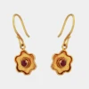 Ruby Gemstone Solid 18k Yellow Gold Hook Floral Handmade Ethnic Women's Wedding Gift Fine Jewelry Earrings Wholesale suppliers