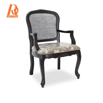 Hot Sale Vintage Style Black And Gray Old Painting Wooden Chair