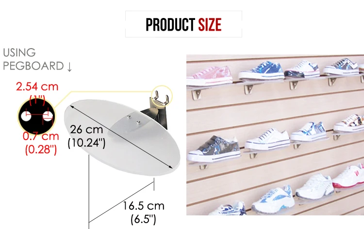 wall-mounted Acrylic cuban heel Retail Display Stand plate