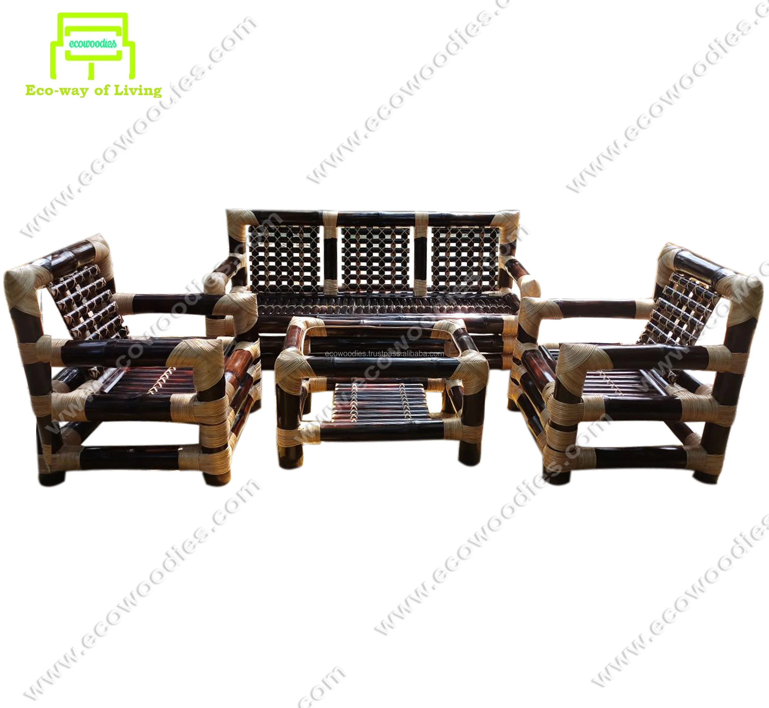 Eco Friendly Solid Bamboo Trendy Modern Garden Indoor Outdoor 5 Seat Sofa Set With Center Table Made From Bamboo Logs Buy Stainless Steel Chairs House Table With Mirror And Wooden Plastic Folding