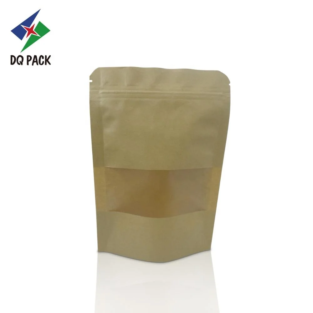 kraft paper bag with window environment-friendly bags color custom printing stand up packaging  with zipper and tear