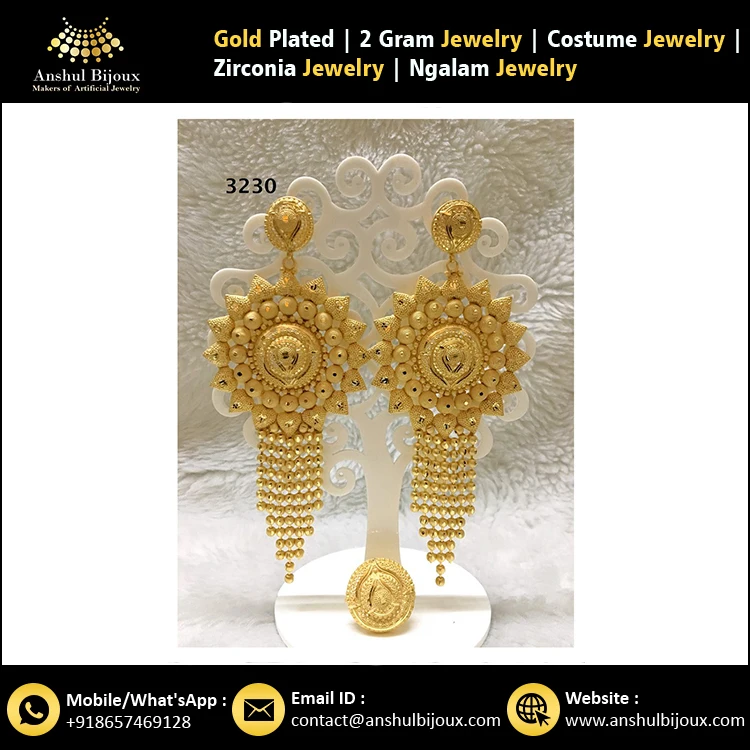 Long Golden Plated African Bridal Earring Design Jewellery Buy Long Golden Earring Golden 7111