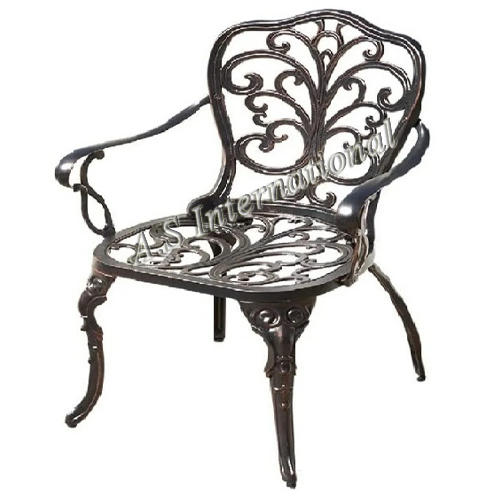 Wholesale Rustfree Metal Garden Chair Widelegged High Back Floral
