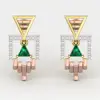 Rose Step Earring 14k Real Gold SI-IJ Diamond Emerald Earrings