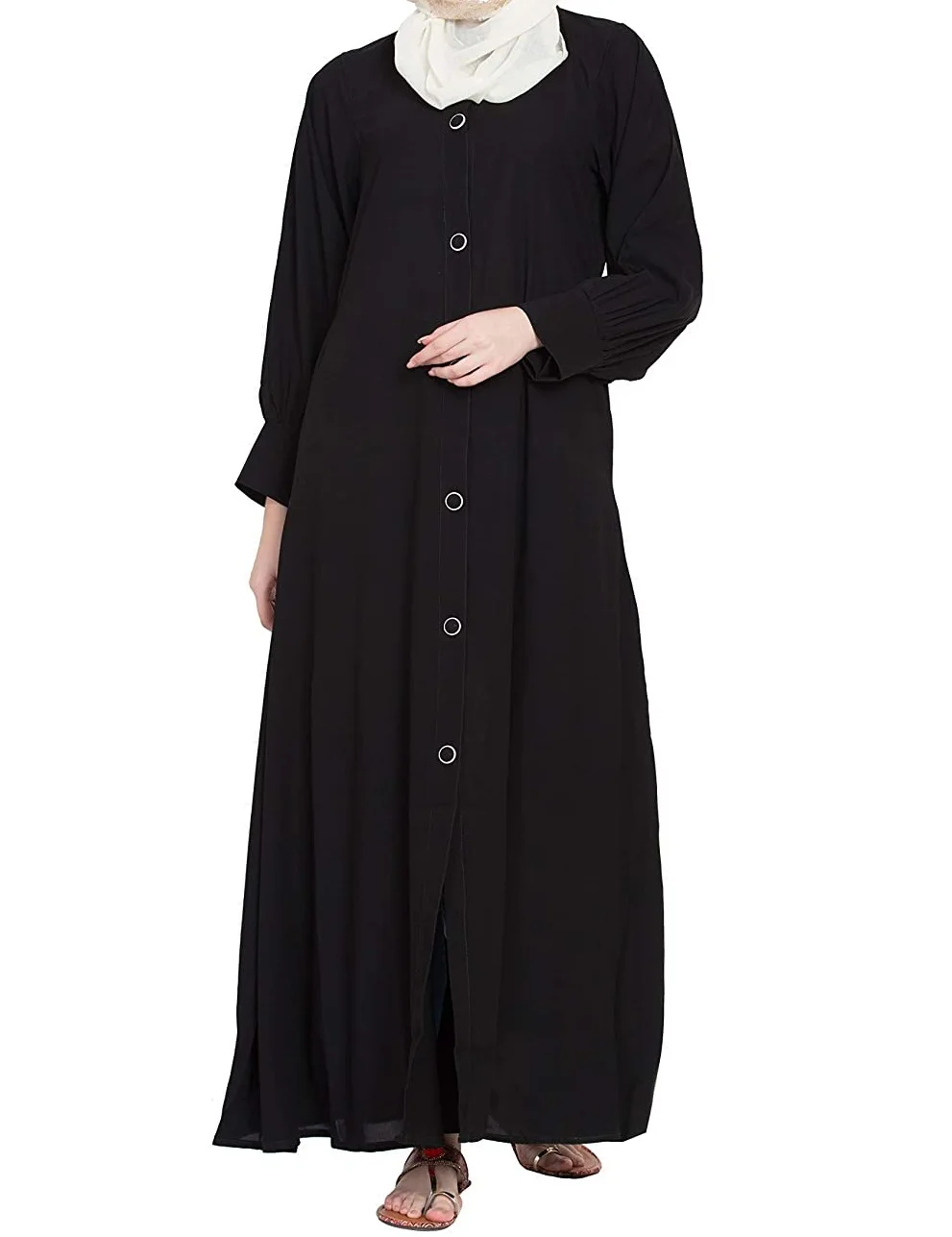 2022 Wholesale Traditional Woman Muslim Dress Abaya Solid Long Sleeve