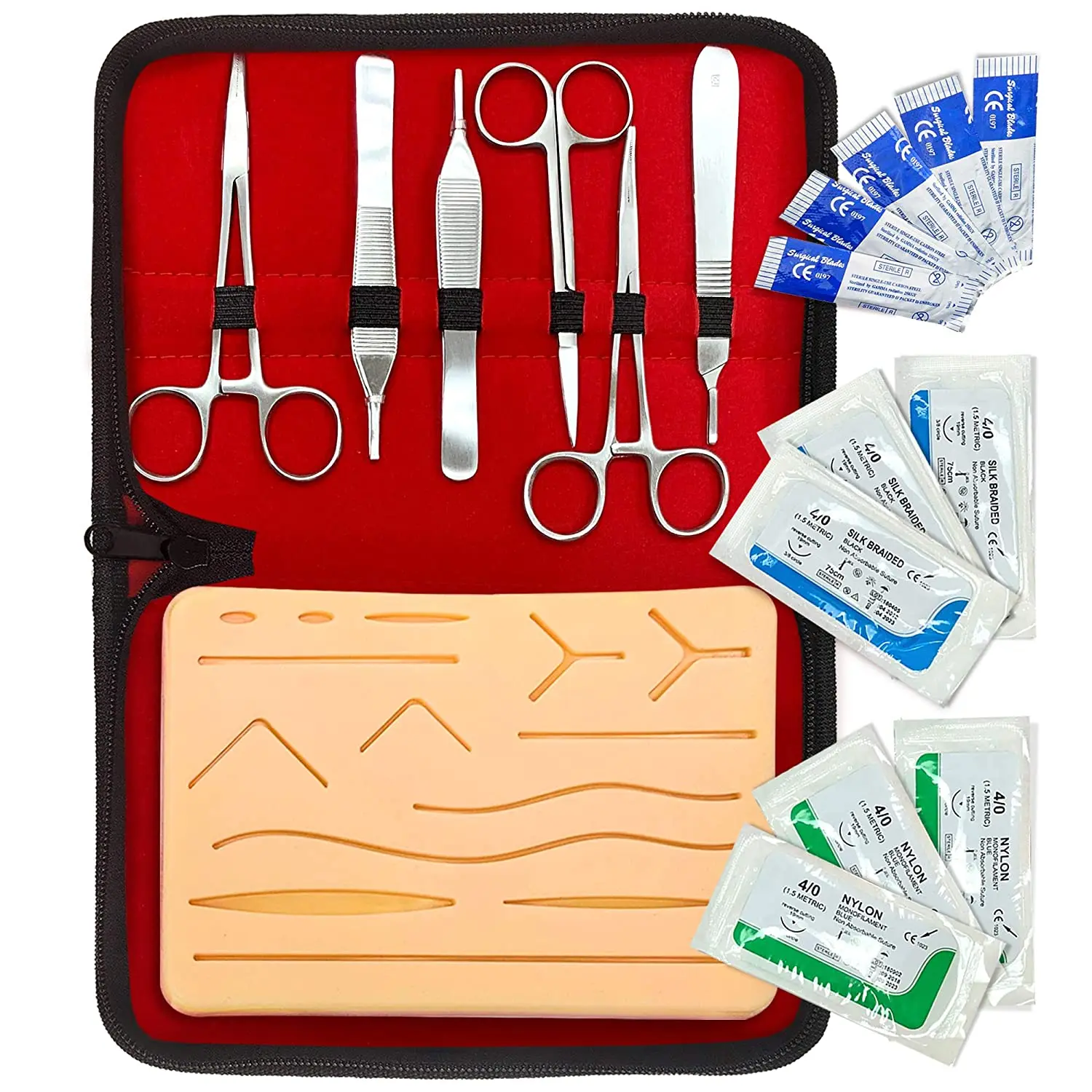 Scicalife Suture Practice Kit,Venipuncture Injection Training Stitching Pad Simulation Blood Return Module Ideal Practice Suture Training Kit for Medical and Vet Students