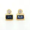 Solitaire Diamond Solid 14k Yellow Gold New Collection Jewelry Blue Sapphire Gemstone Stud Tiny 5 x 4 MM Earrings