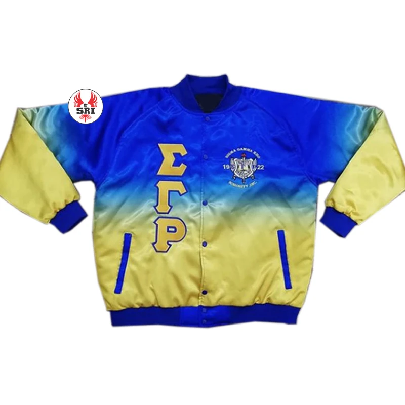 Custom Sigma Gamma Rho Sorority Embroidered Color Satin Bomber Jacket ...