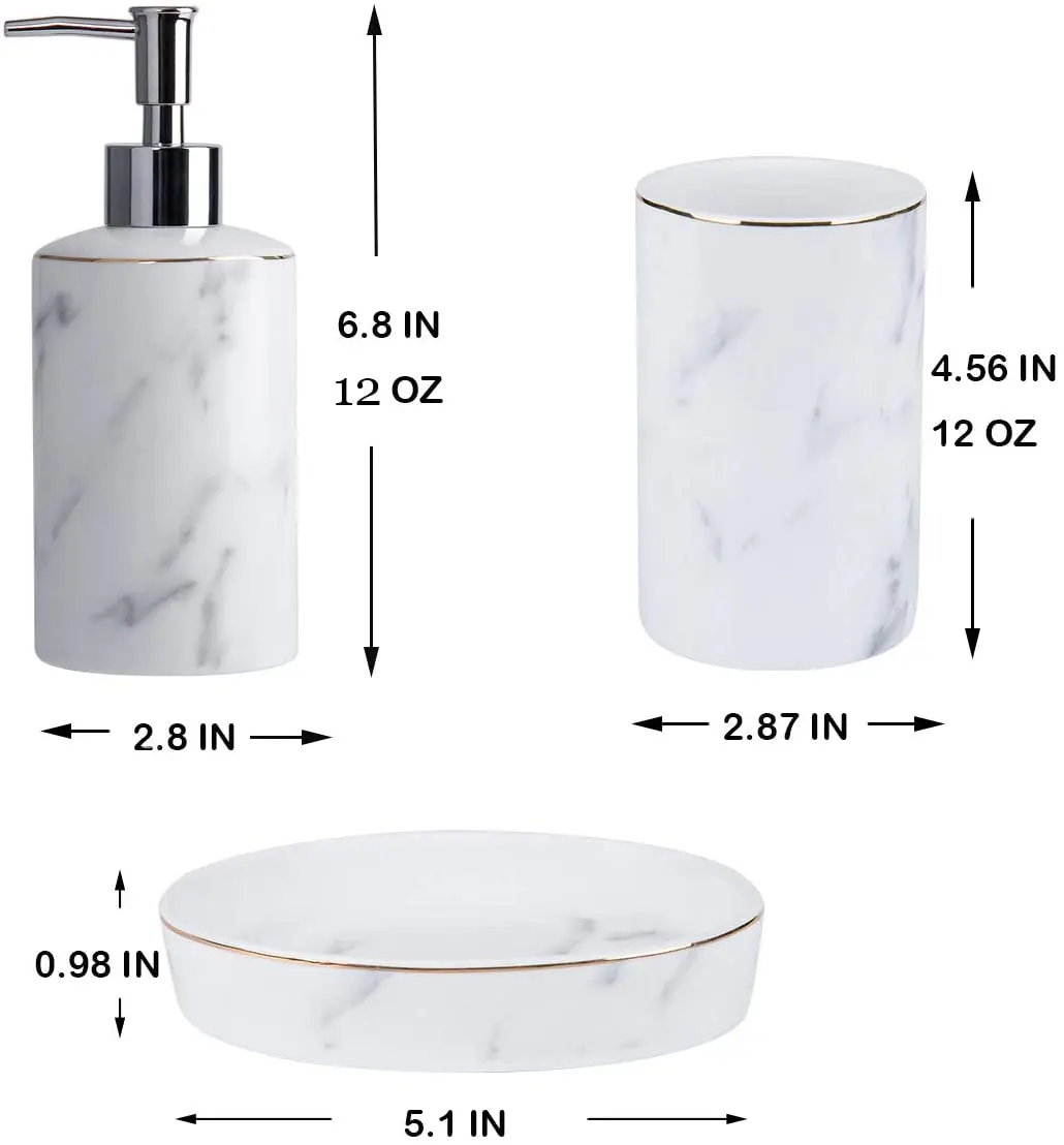 White Bathroom Accessories Set 4 Pieces Bath Ensemble Set Include Hand