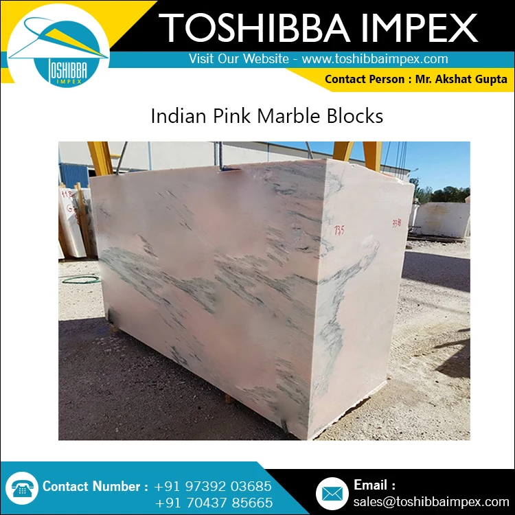 Indian Pink Marble Raw Block All Natural Stone Calcite For Countertops