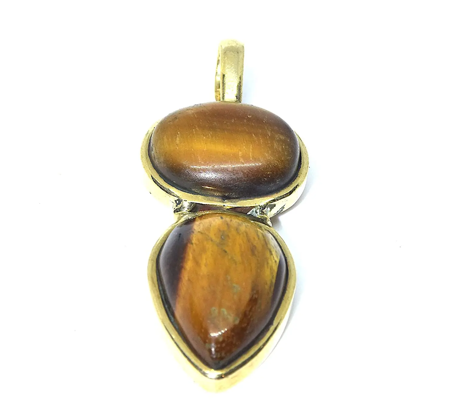 Brown Tiger Eye Stone Gold Plated 