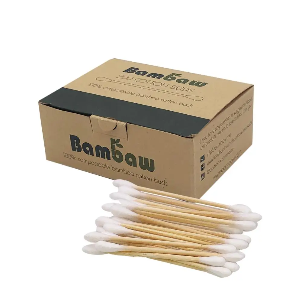 
Private Label Soft Medical 100% Sterilize Bamboo Cotton Swab with Ear Pick 
