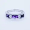 Wholesale 925 Sterling Silver Jewelry Rings Princess Cut 3M Amethyst Natural Gemstones and Cubic Zirconia Eternity Thailand