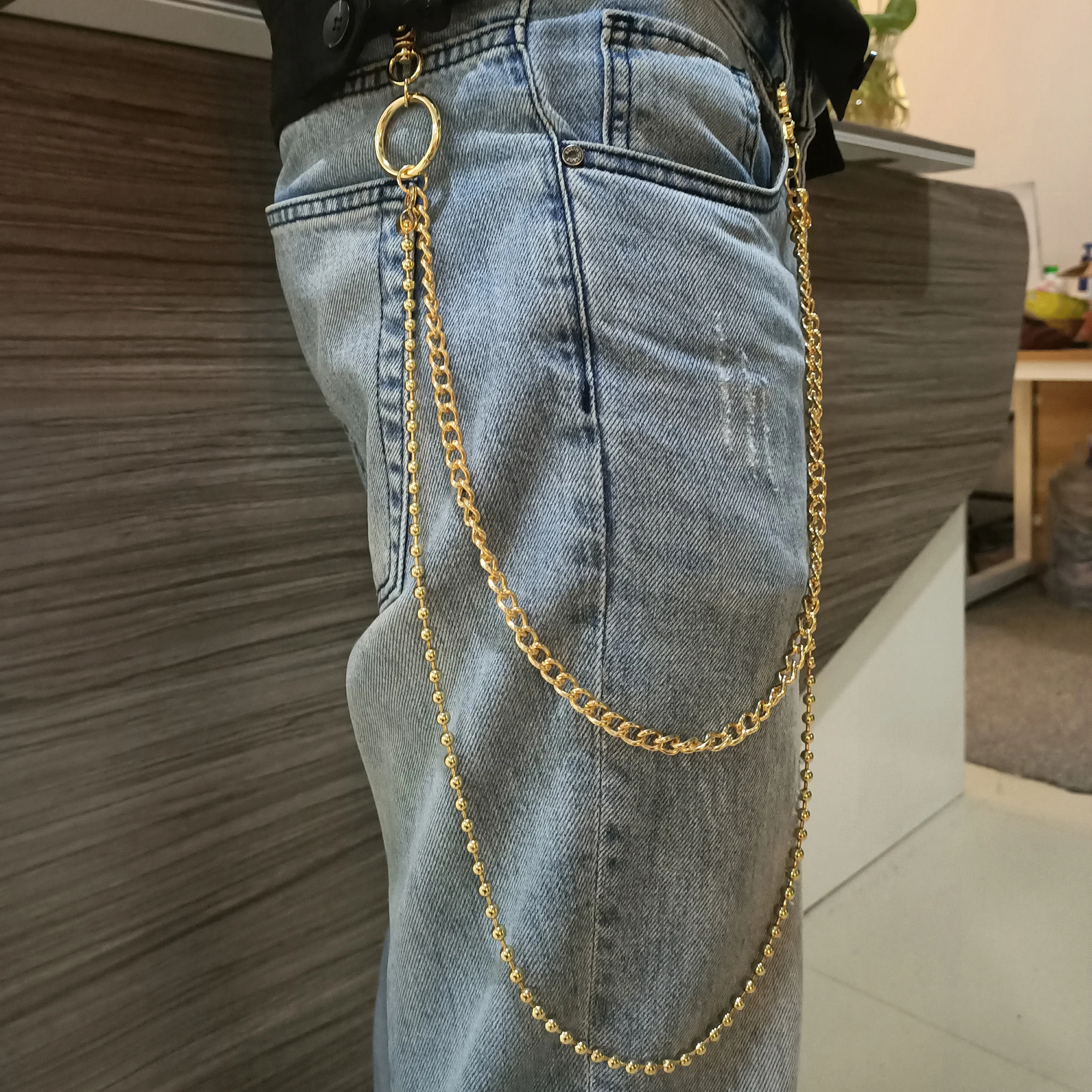 new metal beads gold pants chain