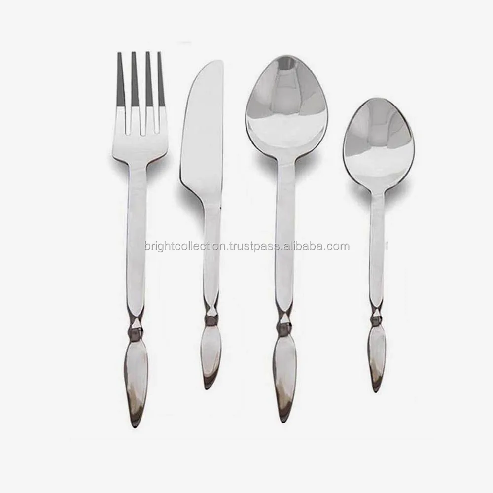 Stainless Steel Cutlery Set With Silver Ended Lining Design Metal Handle In Gift Box Elegant