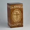RoseWood Celtic Cross Border Engraved Wooden Cremation Urns for Human Ashes Adult - RoseWood Wooden Box Funeral Urn - 250 Cu/in