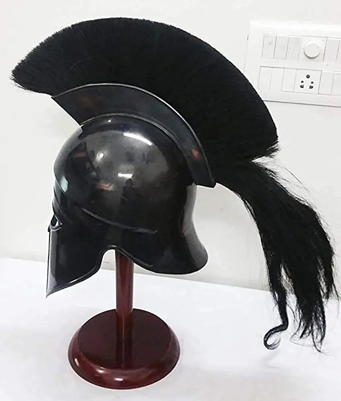 希腊斯巴达头盔 | 中世纪罗马300国王列奥尼达斯电影头盔带衬里 (黄铜饰面) 拉普疤痕盔甲成人ch