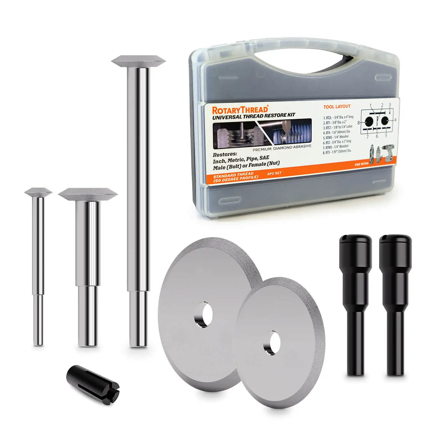 Rotary Thread Rtk3.1 Standard Kit 8 Pcs Fix Bolts Thread Restoration Quickly And Easily Fix Inch
