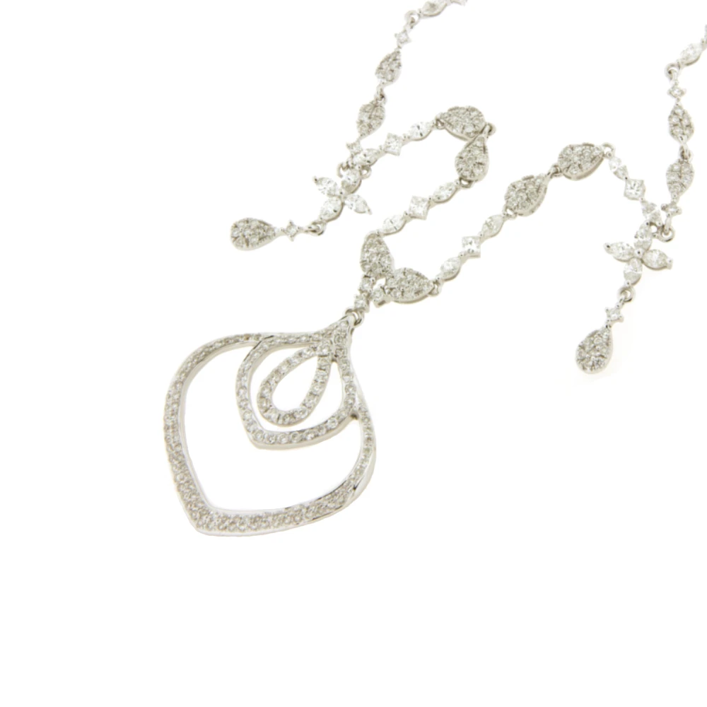 Popular Design Bling Fashion 18K White Gold Diamond Engagement Heart Necklaces For Girl