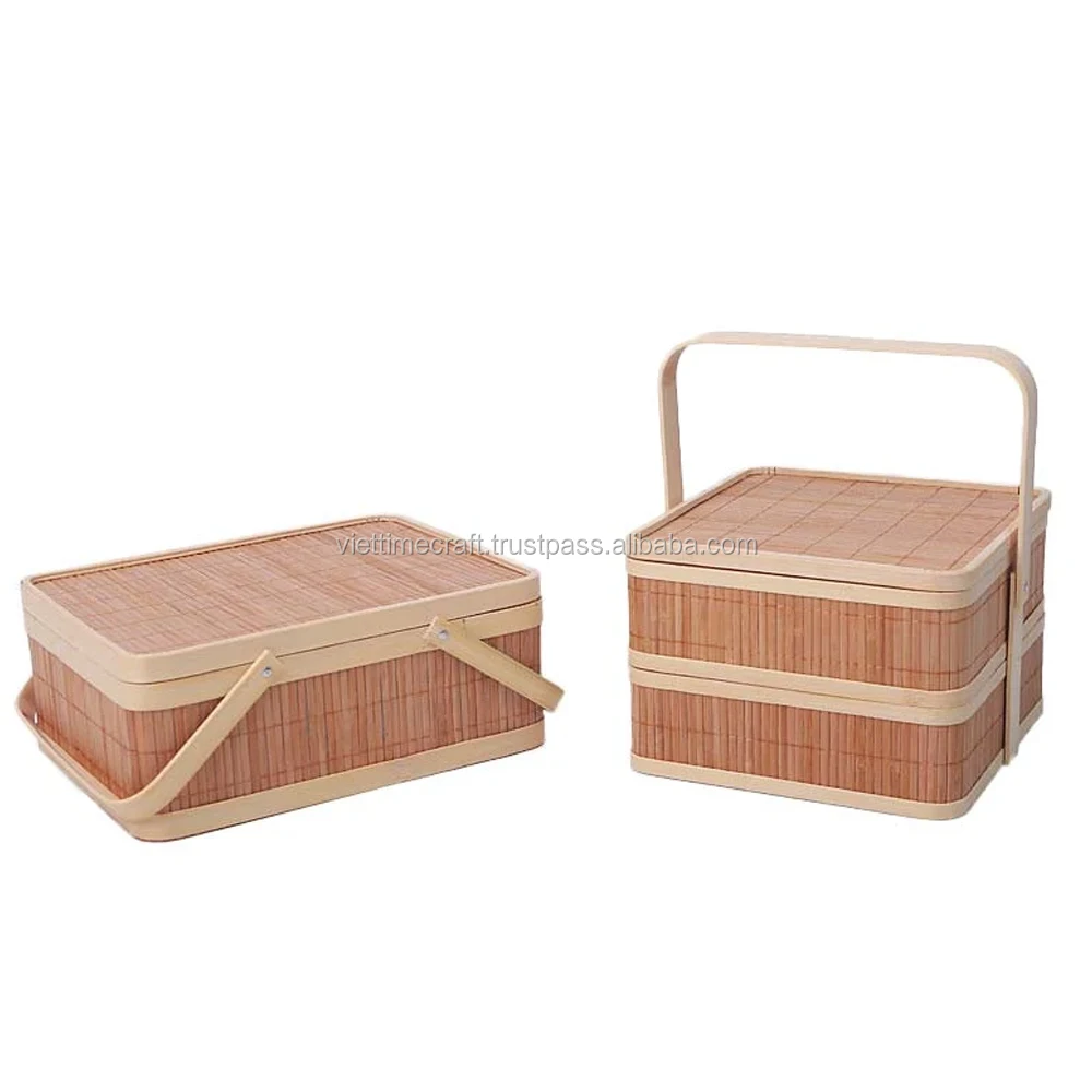 Wholesale Kinds Of Shaped Woven Bamboo Picnic Basket Made In Vietnam