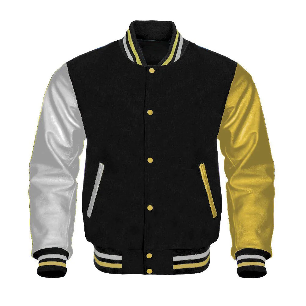 Men's Varsity Jacket Genuine Leather Sleeve And Wool Blend Letterman ...