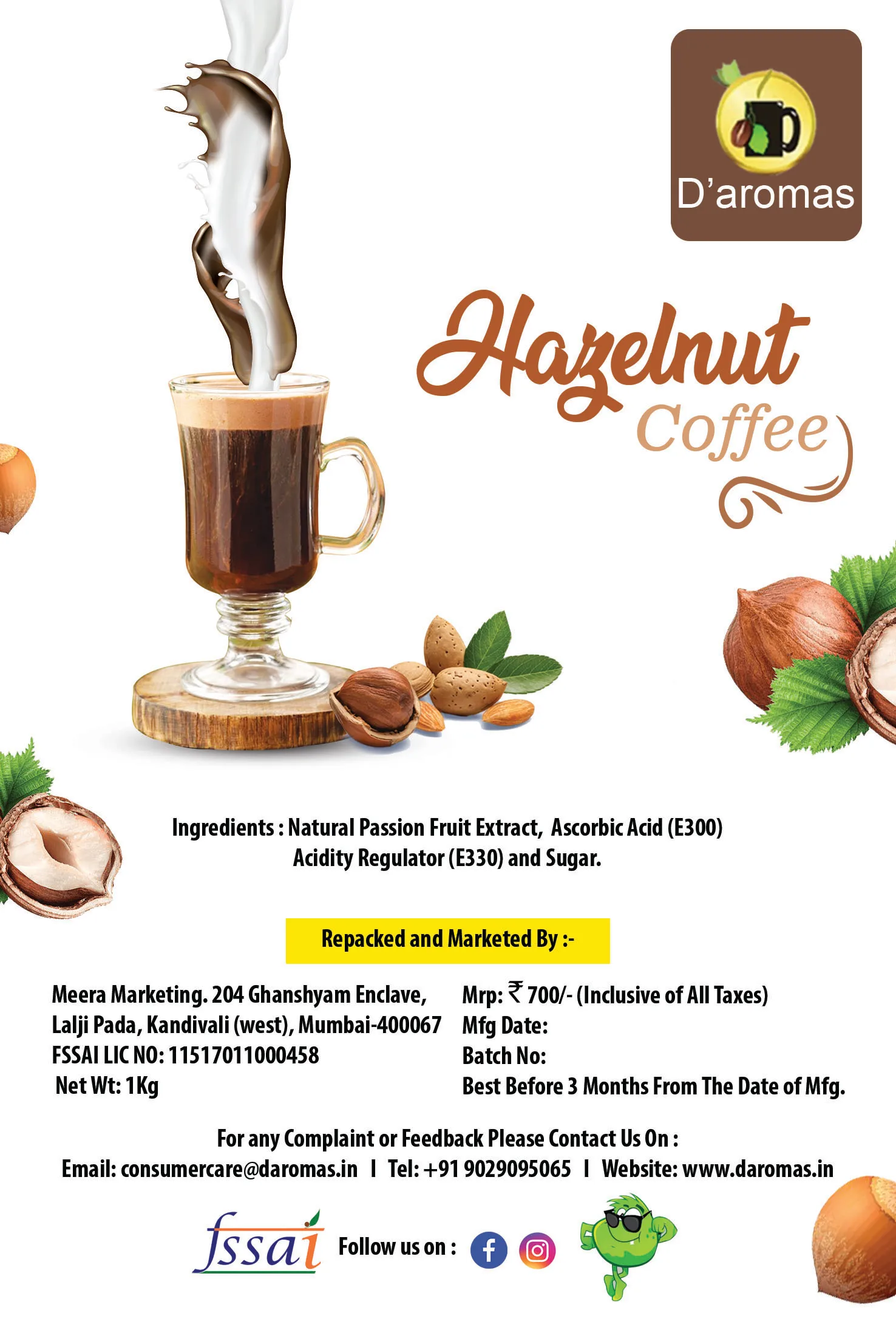 Hazelnut Flavored Instant Coffee Powder Oem Private Label Offered Buy