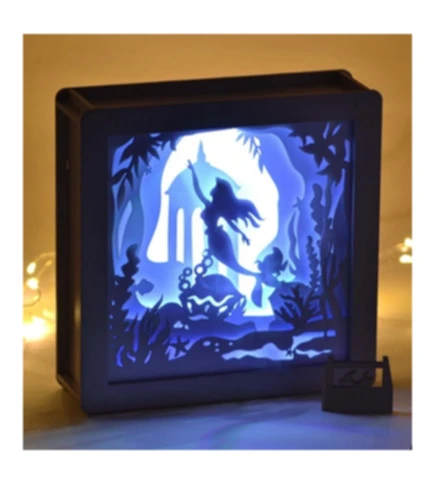 Angel themed wood light box, 3D shadow box home decor, Christmas decor