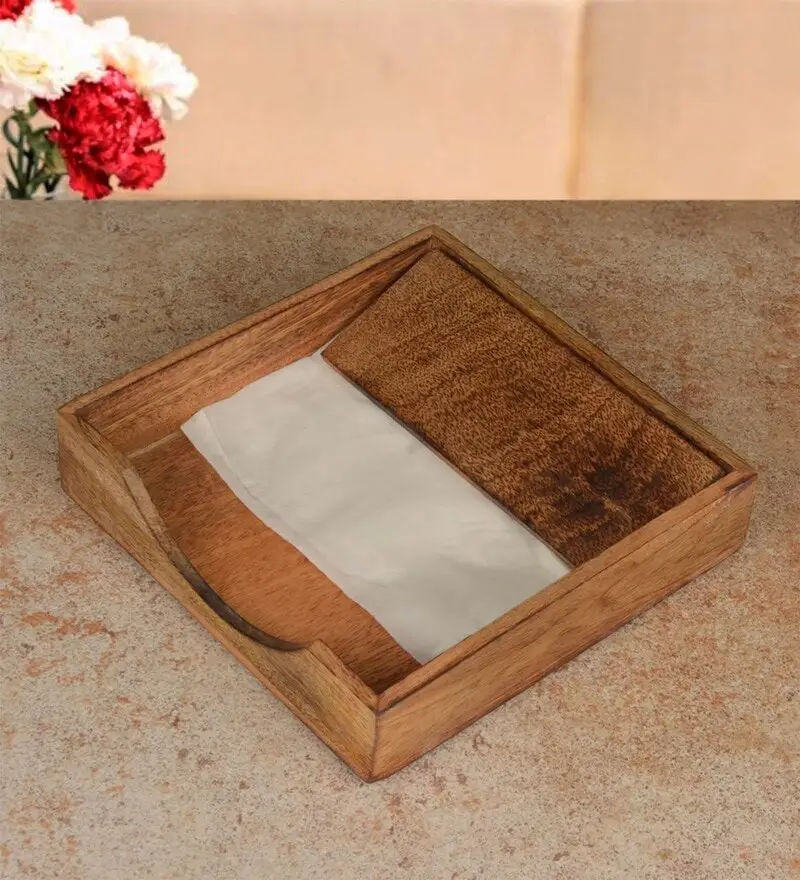 Wood Natural Napkin Holder Table Centerpiece Flat Napkin Holder Eco