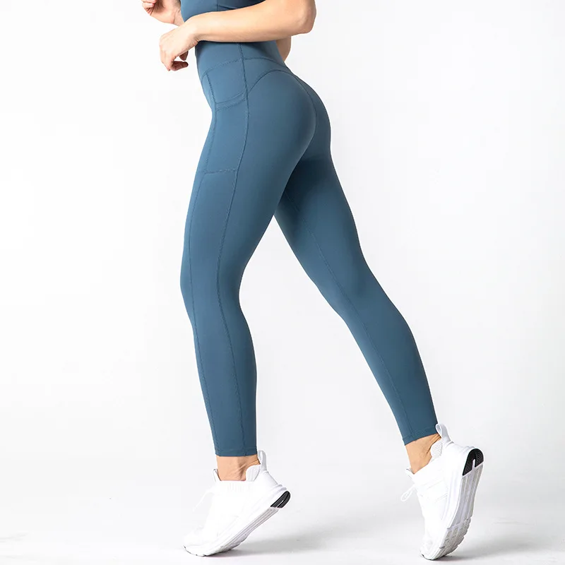 2021 Women Spandex Plain Yoga Pants High Waisted Gym Leggings With ...