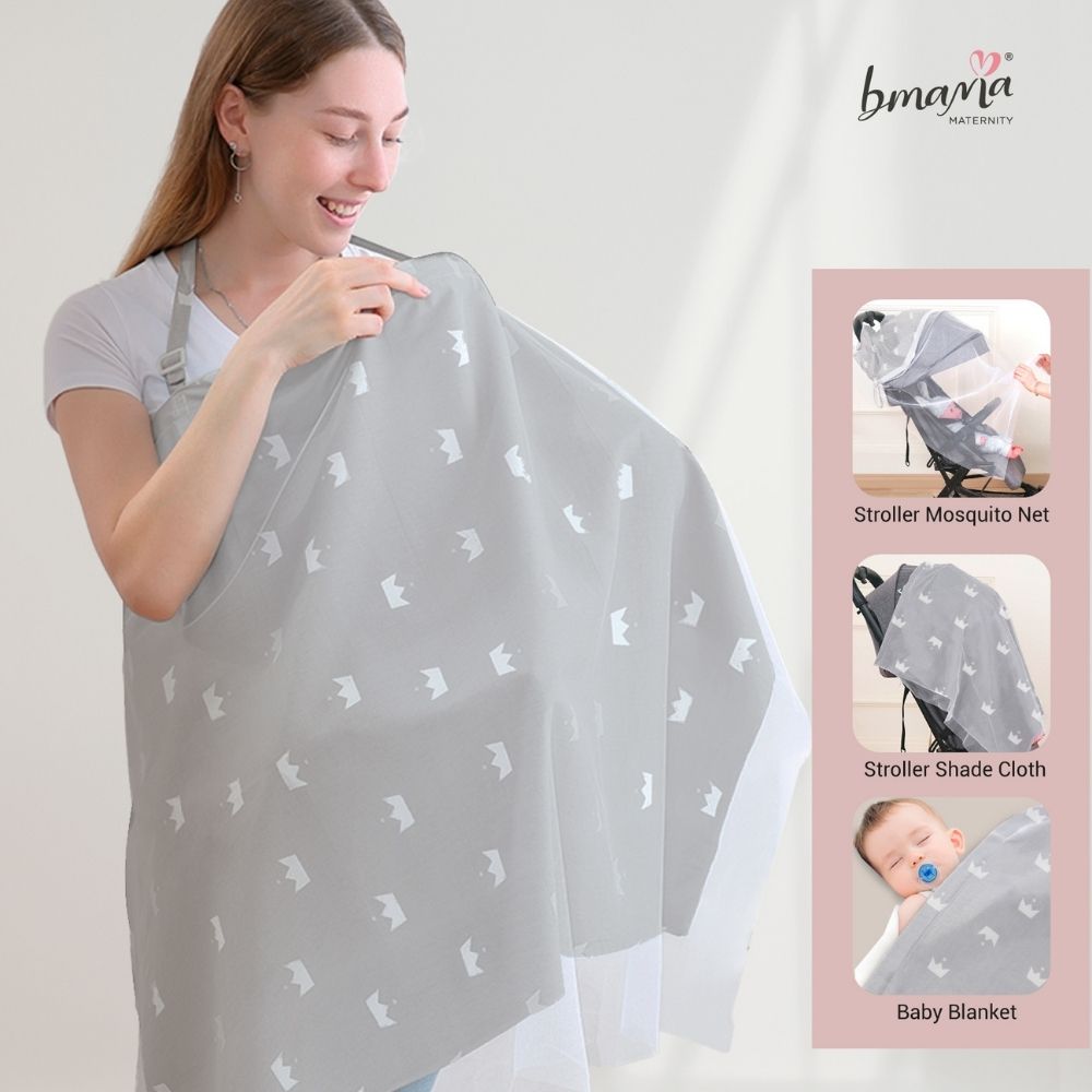 Multipurpose Use Bmama Breastfeeding Nursing Cover 100 Cotton With Net