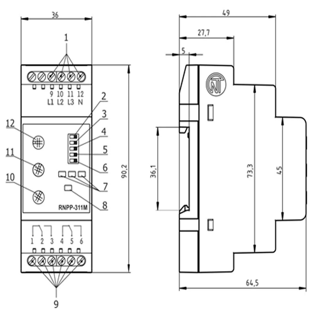 The Relay Of Control Of Threephase Voltage And Phase From The
