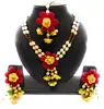 (haldi/mehndi/pre shoot) handmade indian beautiful foam floral bridal wear multi-color jewelry set for women and girls