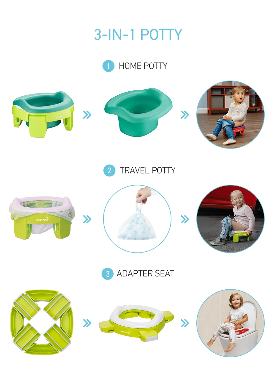 Foldable Travel Home Potty Training Toilet Seat Adapter Green Handy