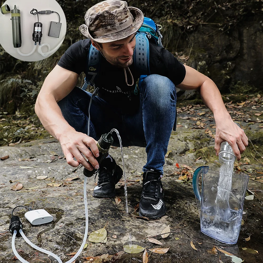 
against virus camping hiking portable outdoor water filters with pump 