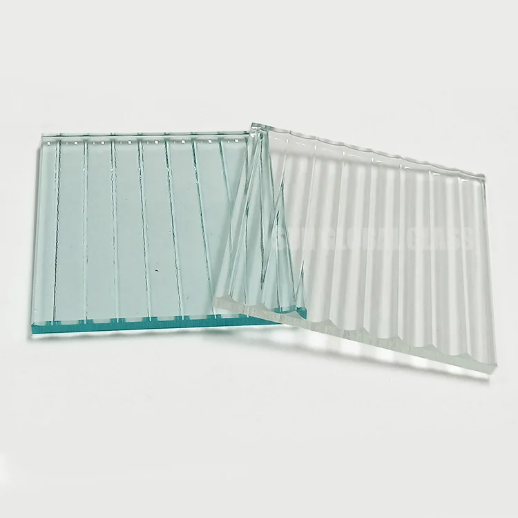 8mm 10mm 12mm Fluted Tempered Glass Safety Privacy Decorative Clear Low