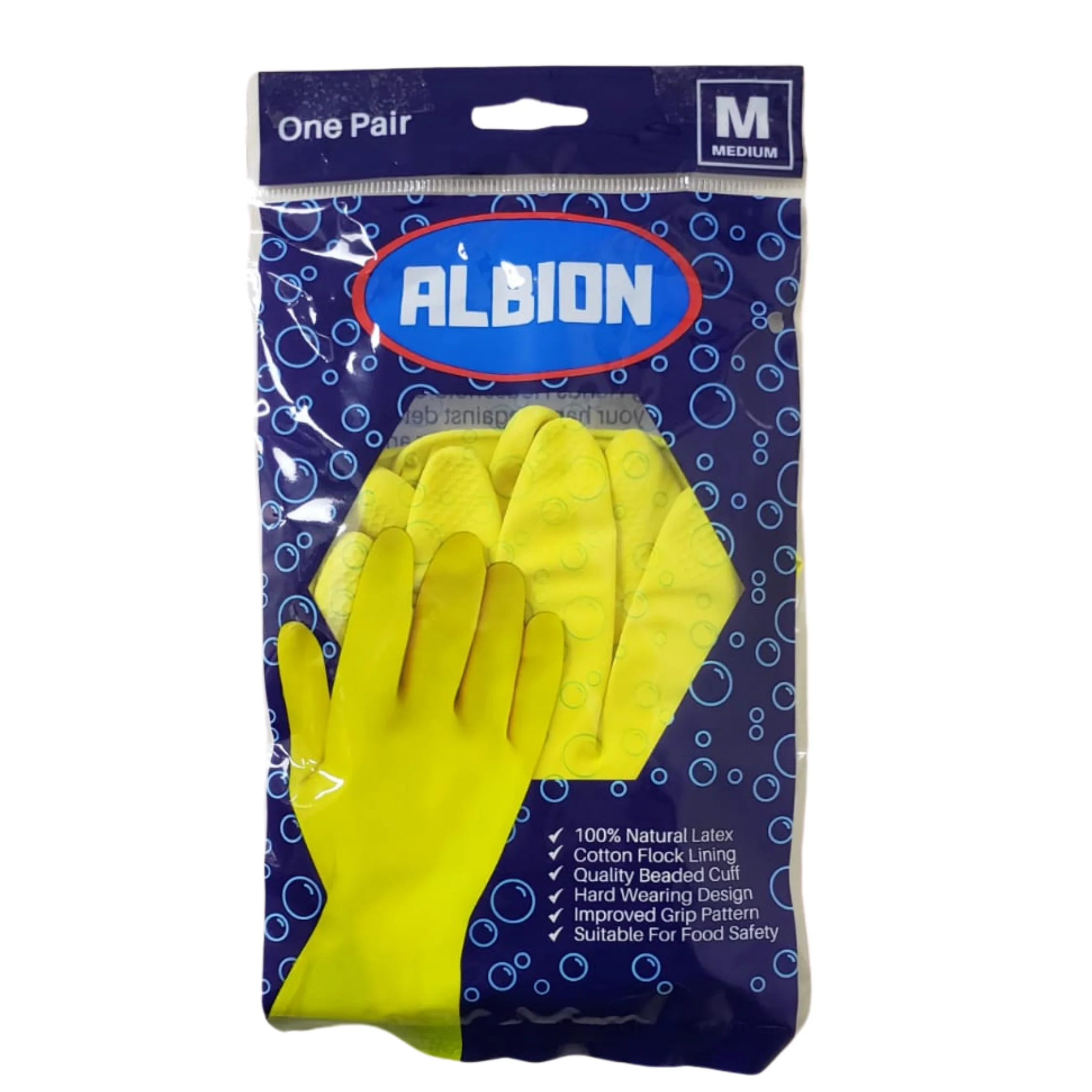 
Albion Rubber Gloves House Hold Cleaning 100% Natural Latex Food Safety 