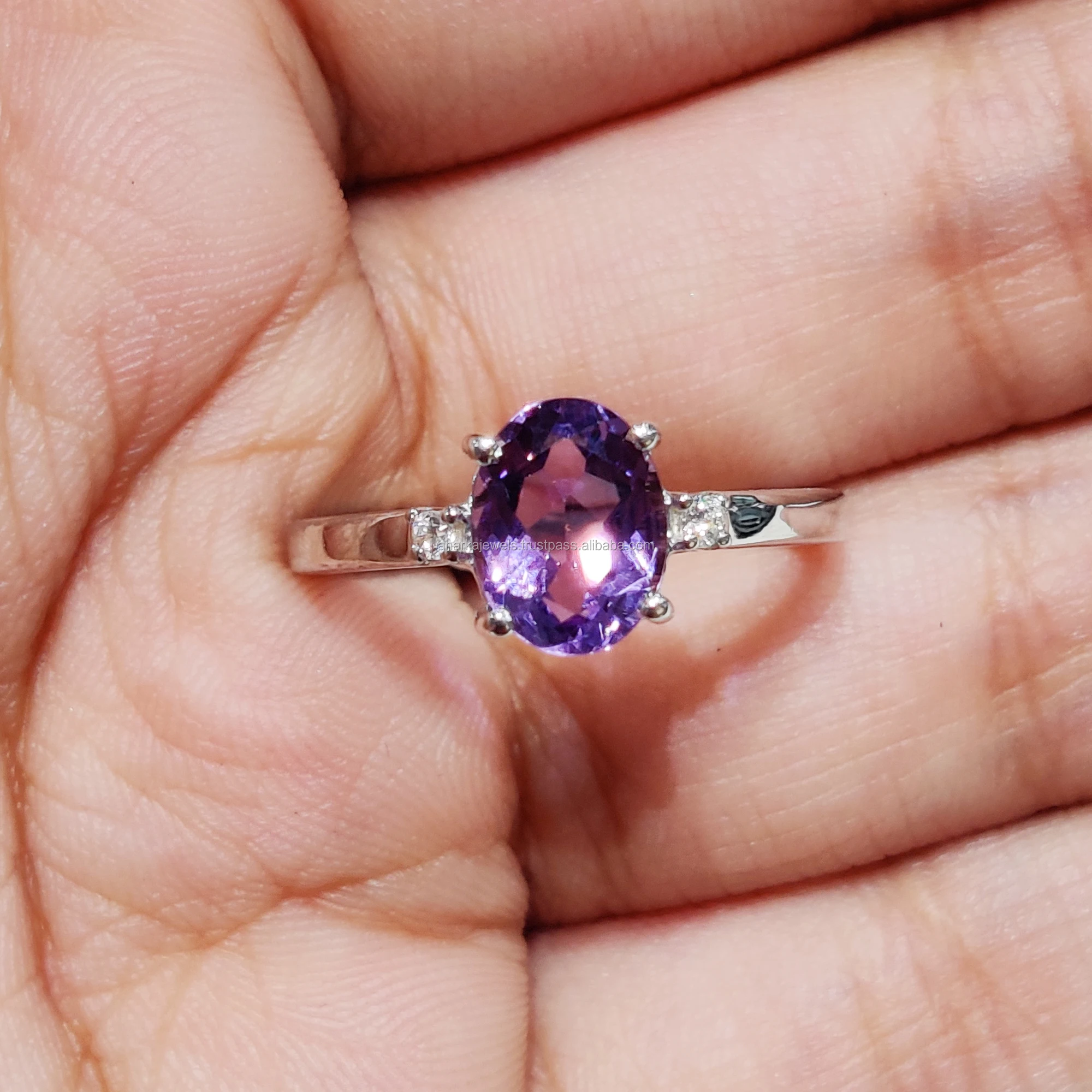 Natural Amethyst Handmade Unique 925 Sterling Silver Ring 7.25 A4153 