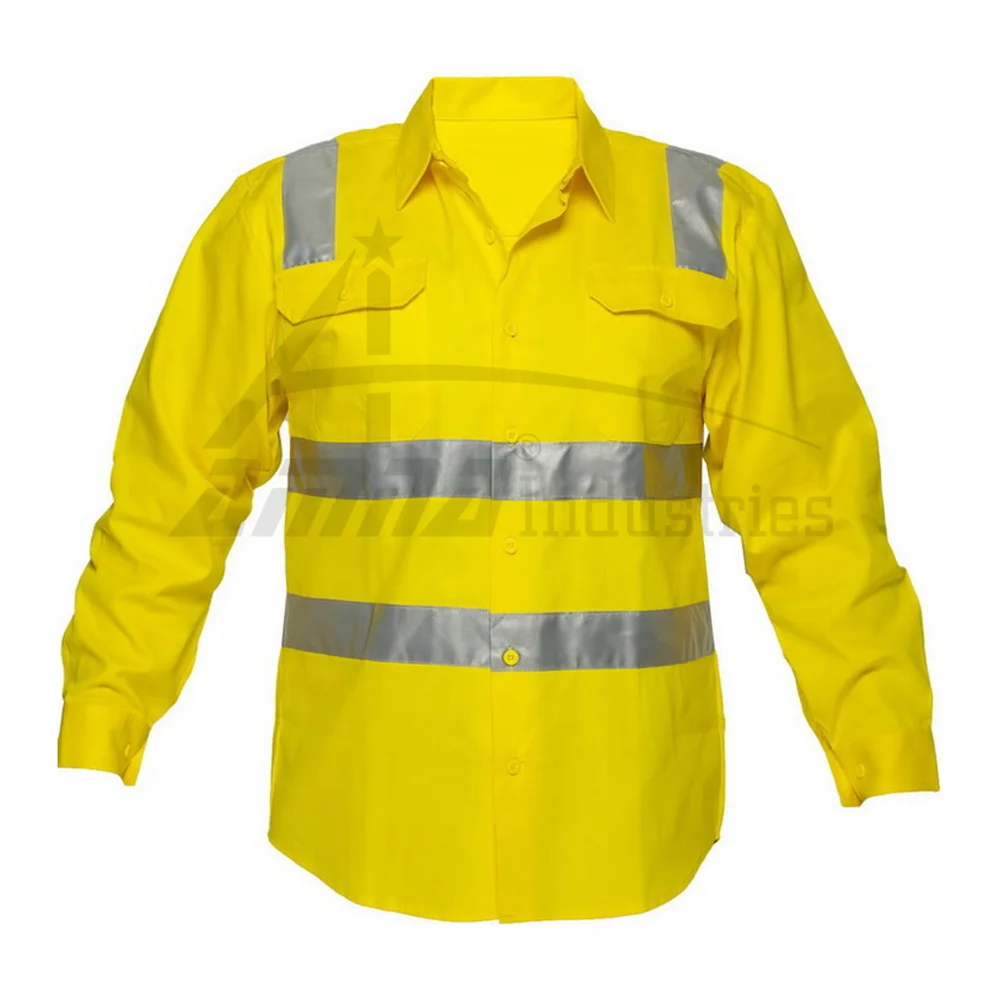 100 Cotton Men Safety Shirt Custom Style Work Wear Safety Shirt Good