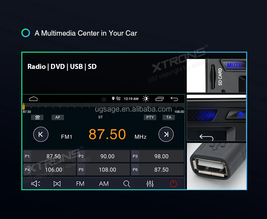 Xtrons 6.2" Auto Radio 2 Din Android Car Gps Bluetooth Wifi,Double