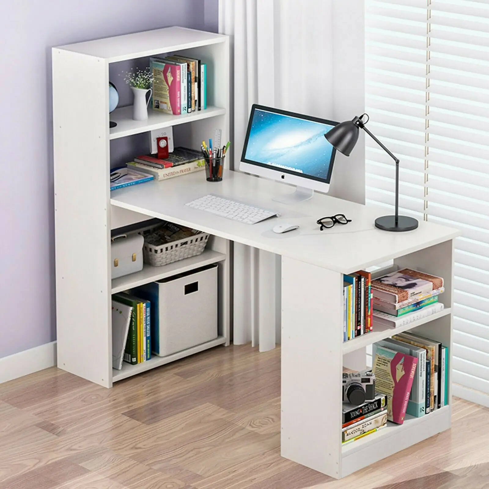 Modern Office Desk Computer Desk Storage Shelf Laptop Home Study Workstation TW 